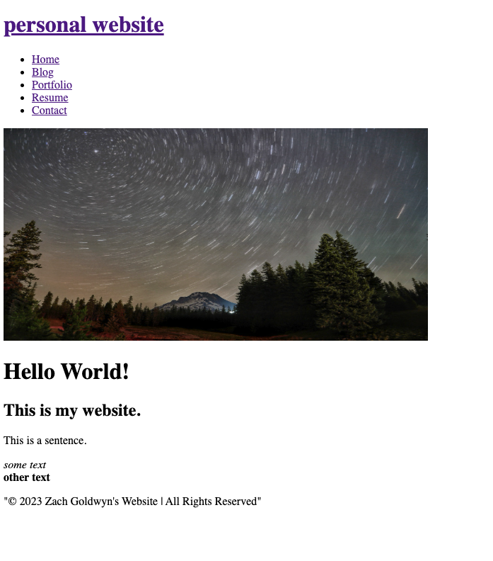 Screenshot of Home Page